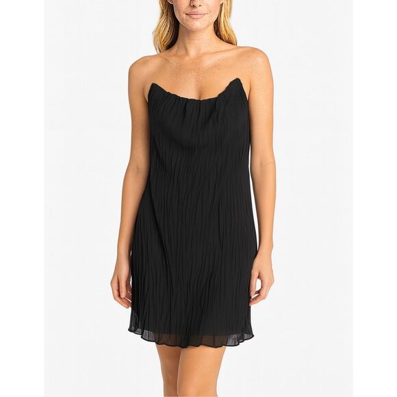 Marie Saint Pierre Chiffon Crepe Strapless Knee Length Dress 2 - Picture 1 of 10